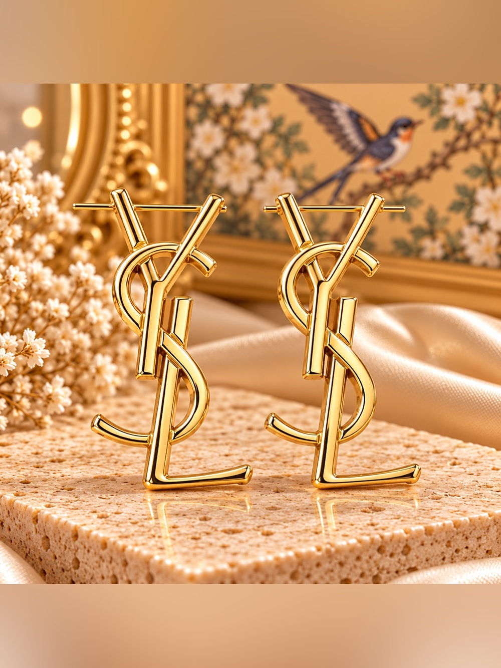 Gold Tone Statement Drop Earrings Oversized Geometric Dangle FifiβCloset